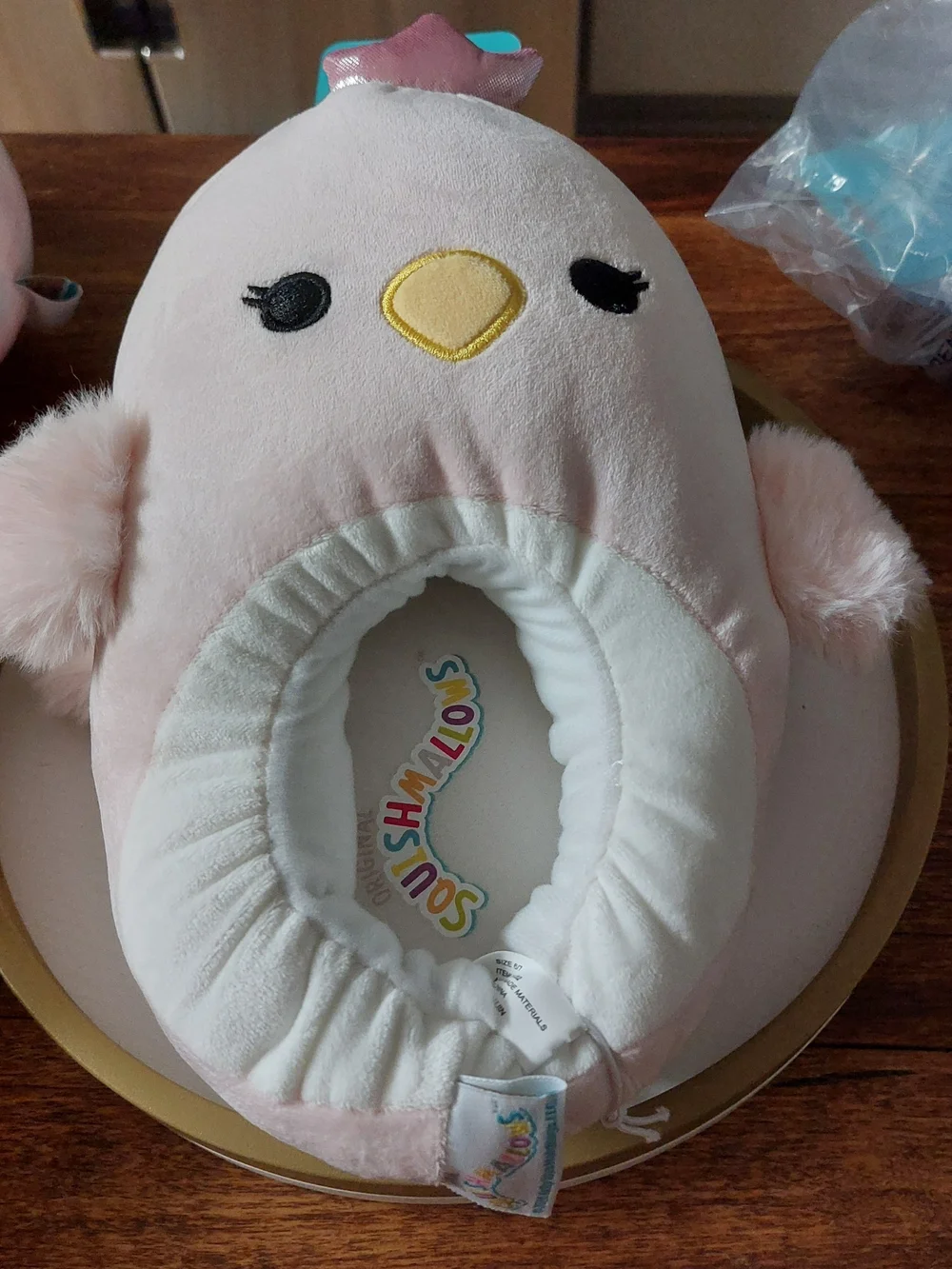 Pink Plush Bird Slipper with Crown - Squishmallows